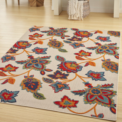 Tapis intérieur / extérieur multicolore à motif floral Anastasios