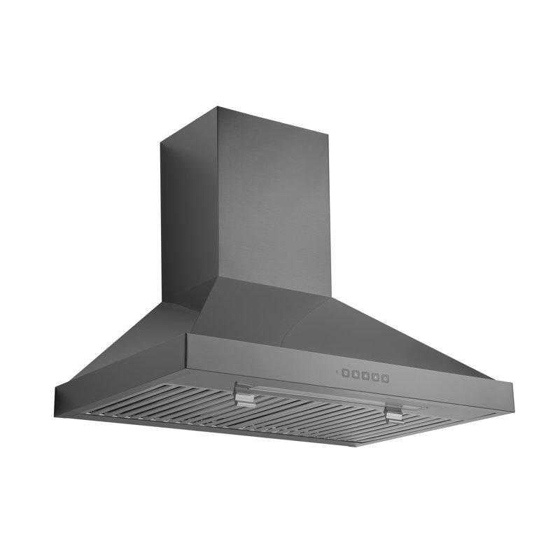 Hotte murale convertible, Acier inoxydable noir, 44" H x 30" W x 19.75" D