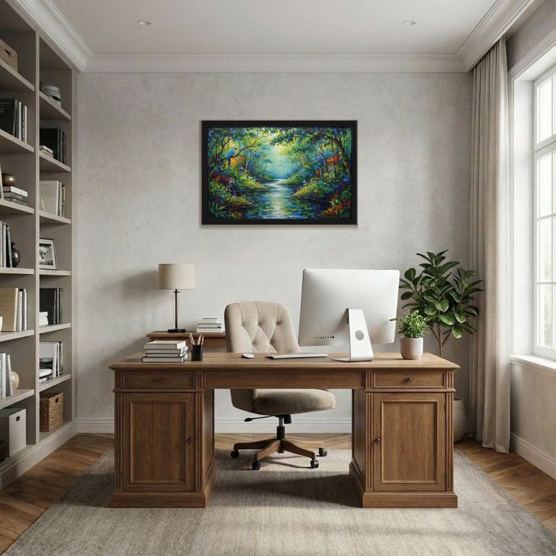 Paysage et nature, rivière tropicale, forêt, oiseaux, scène naturelle, toile, H 20 po x l 30 po
