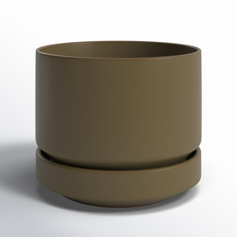 Pot à fleurs en céramique Byer, H 4,25 po x l 5 po x P 5 po, Olive