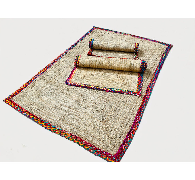 Eshanni Geometric Hand Braided Area Rug, Rectangle 120 x 180 cm