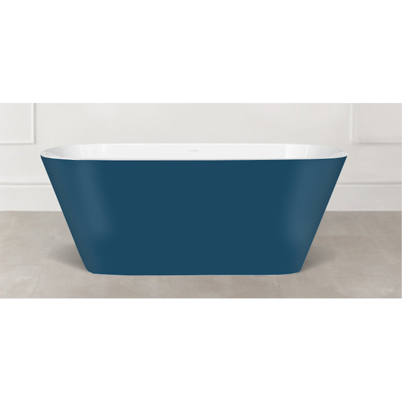 Painted Vetralla 58-3/4" X 29-2/8" Freestanding Soaking Bathtub In Volcanic Limestone With No Overflow Hole