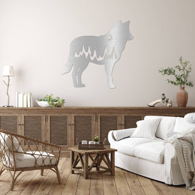Wolf Metal Wall Art - Wildlife Silhouette Wall Art - Wolf Nature Design Sculpture - Rustic Cabin Lodge Wall Hanging - Modern Industrial Metal Art - Nature Inspired Home Decor - Bold Statement Art Piece