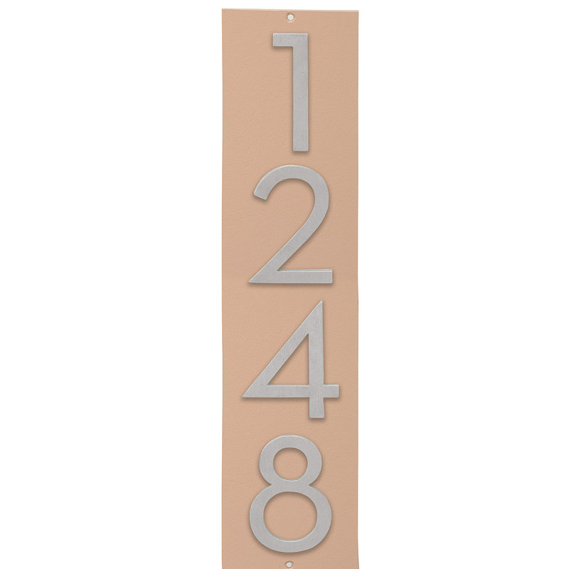 Plaque d’adresse murale flottante linéaire, Taupe, Argent