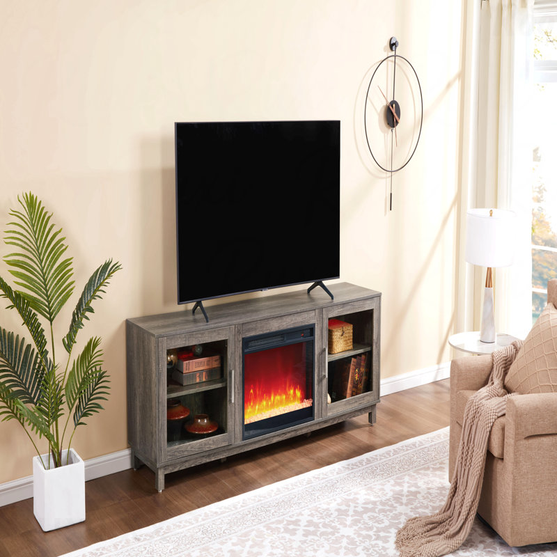 Console 70 po avec foyer et chauffage, Gris