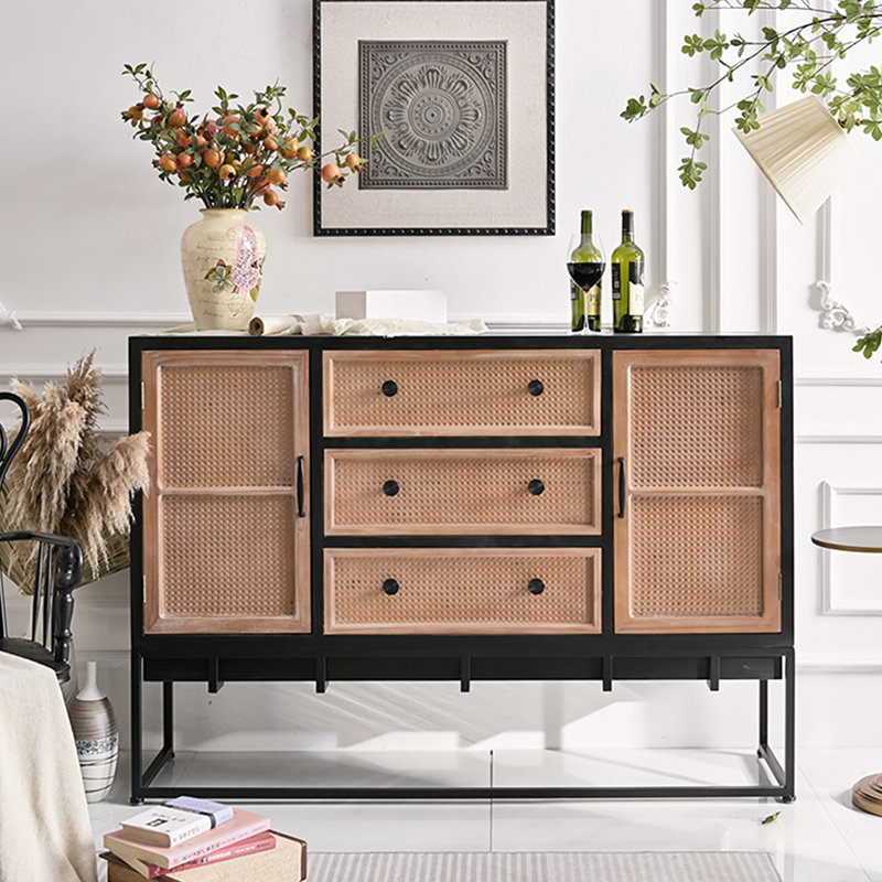 Simple Do Old  Wooden Black Sideboards