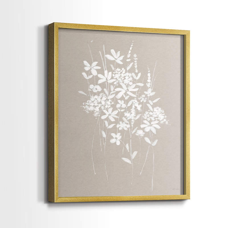 Impression encadrée délicate I-Premium de Botanicals - prête à être accrochée - aucun clou requis - aucun clou requis, Doré