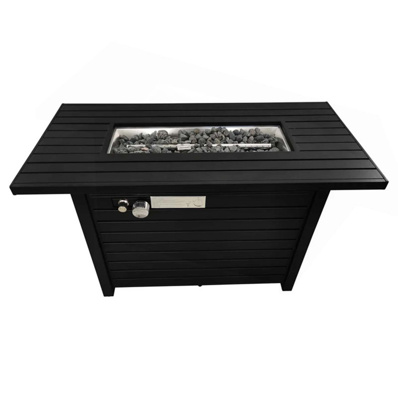 25" H X 42" W Steel Outdoor Fire Pit Table With Lid
