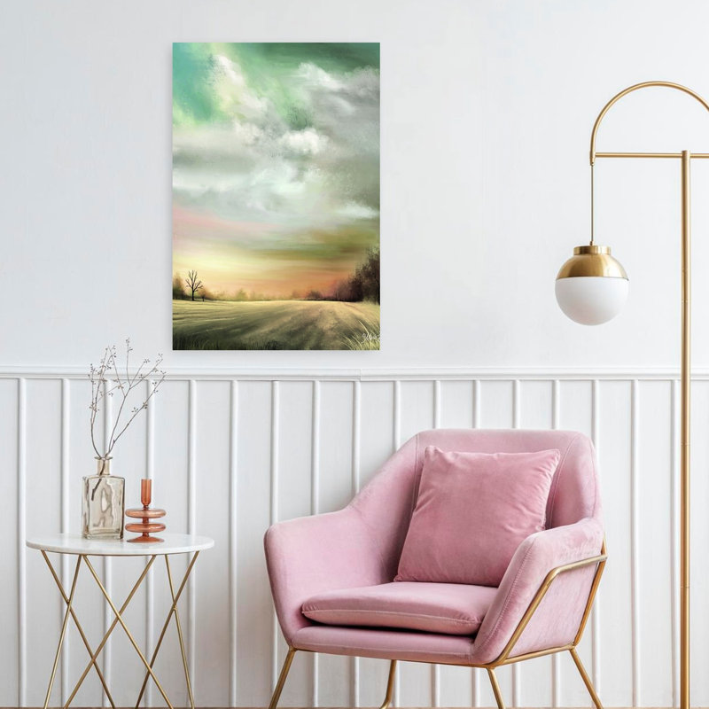 Nuage au coucher du soleil, paysage contemporain abstrait, art coucher de soleil, H 24 po x l 16 po