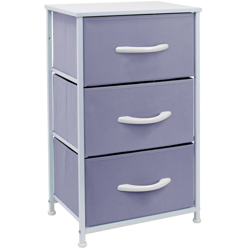 Commode 3 tiroirs - Aqua, Mauve / Blanc