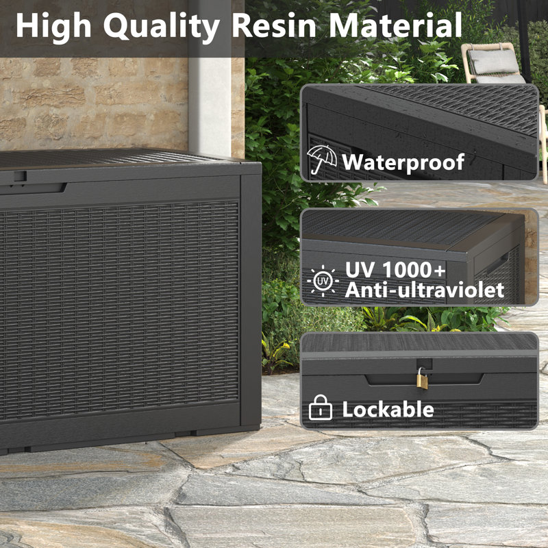 100 Gallon Gray Lockable Plastic Deck Box