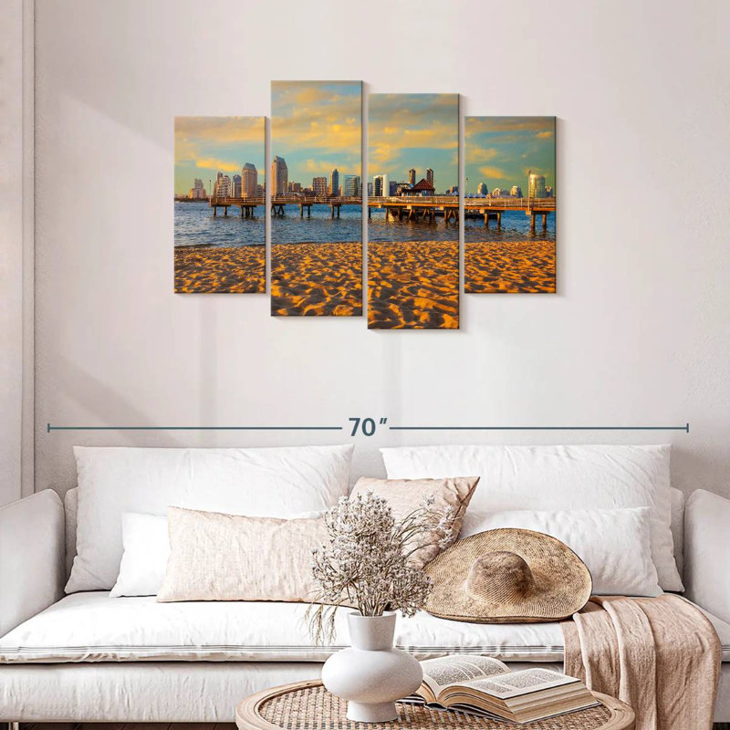Gillard, San Diego, horizon de la ville, coucher de soleil, H 27 po x l 43 po