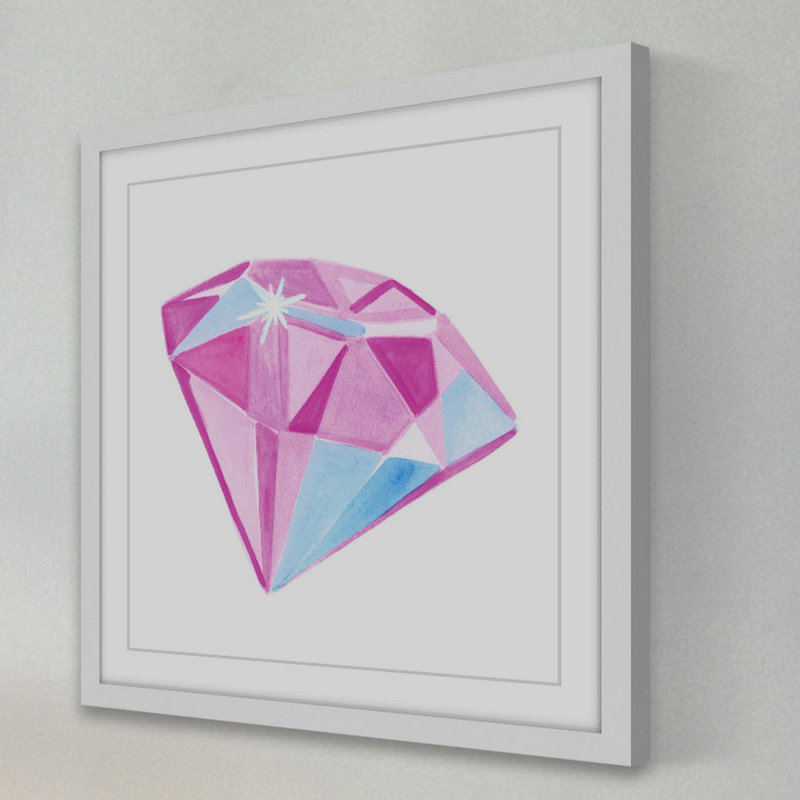 Pink and Blue Abstract Diamond Canvas Print