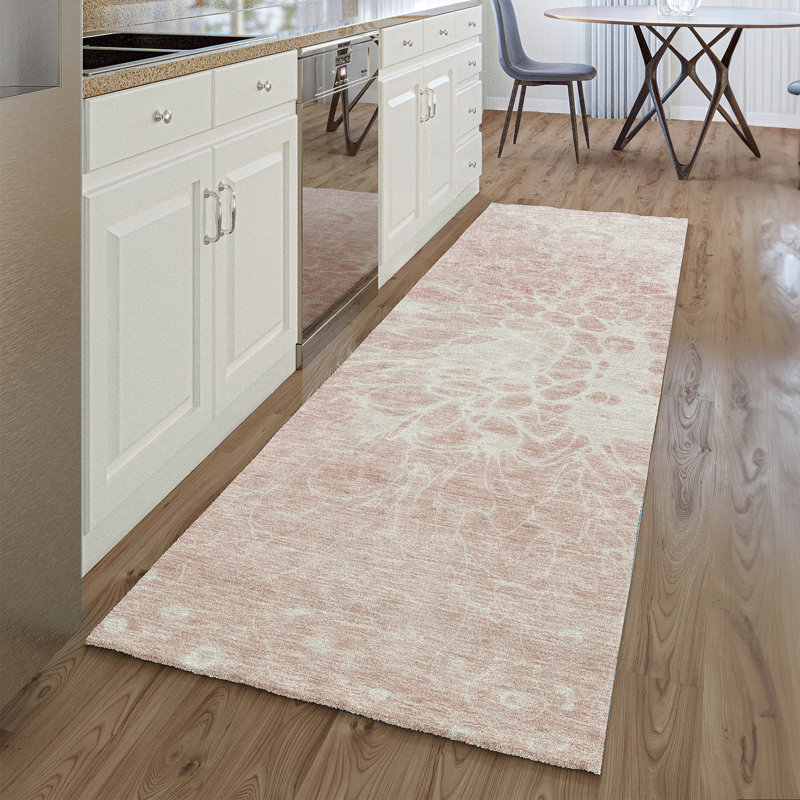 Premium Machine Washable Arnette Pink Rug, Runner 2'3" x 7'6"