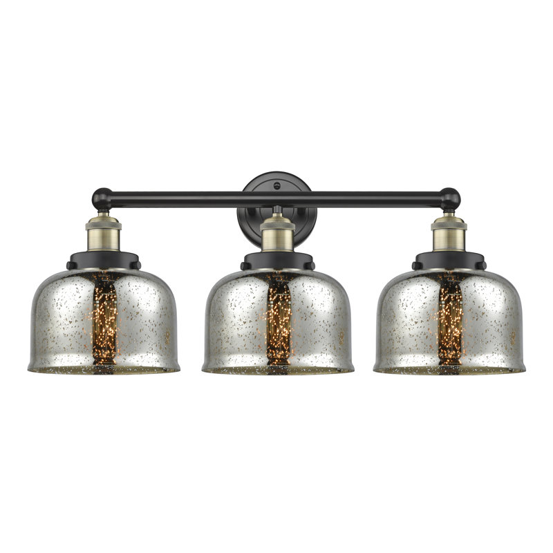 Éclairage pour meuble-lavabo à 3 lumières à intensité variable Raykwan, Argent mercuré plaqué, Laiton antique noir