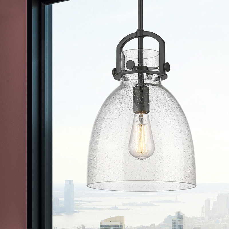 Luminaire suspendu 1 lumière Badillo, Grainé, Noir mat, H 14,75 po x l 10 po x P 10 po