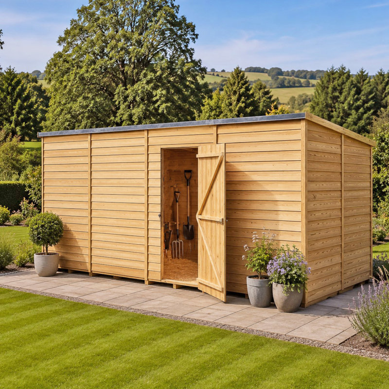Garden Value 16 ft. W x 6 ft. D Wood Overlap Pent Storage Shed