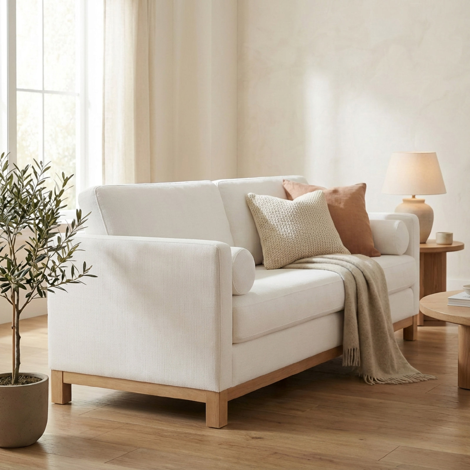 84" Linen Sofa, Flannigan Cotton Performance Basketweave