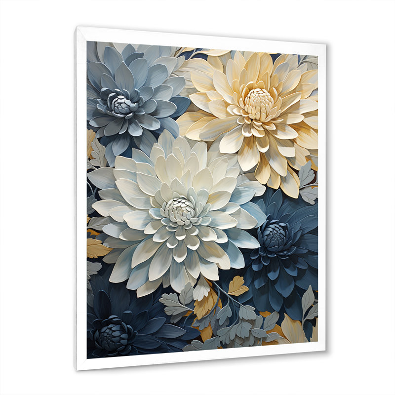 Maman blanche et bleue élégante, H 44 po x l 34 po x P 1,5 po, Cadre simple blanc
