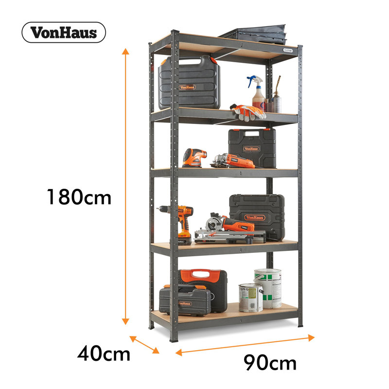 90cm W Metal Shelving Unit, 180cm H x 90cm W x 40cm D