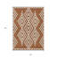 Tapis extérieur lavable 10 pi x 14 pi en terre cuite et ivoire à motif géométrique