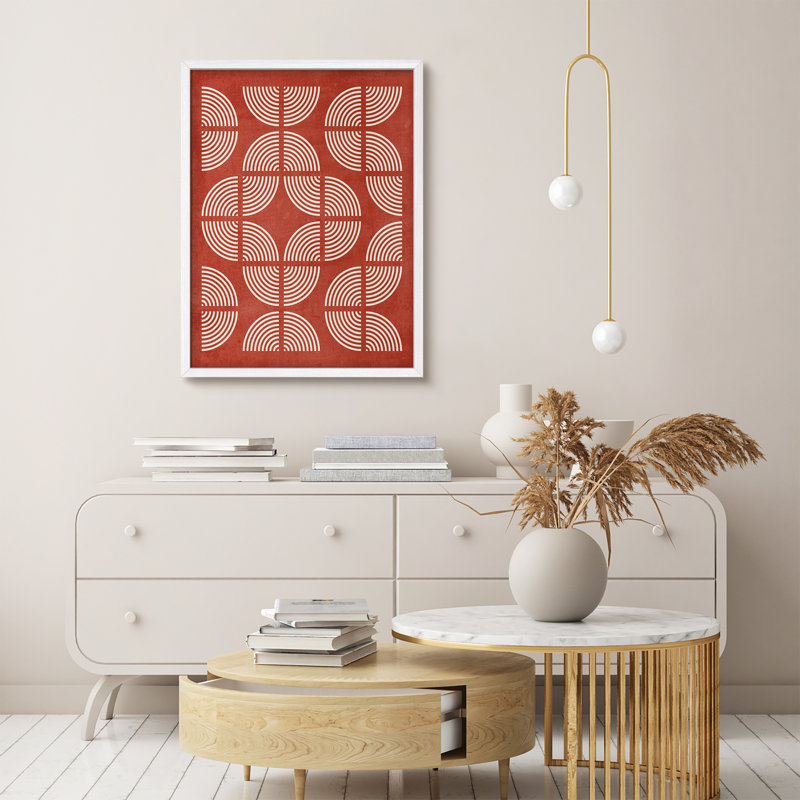 Affiche encadrée rustique de style Mid-Century, H 14 po x l 11 po, Blanc