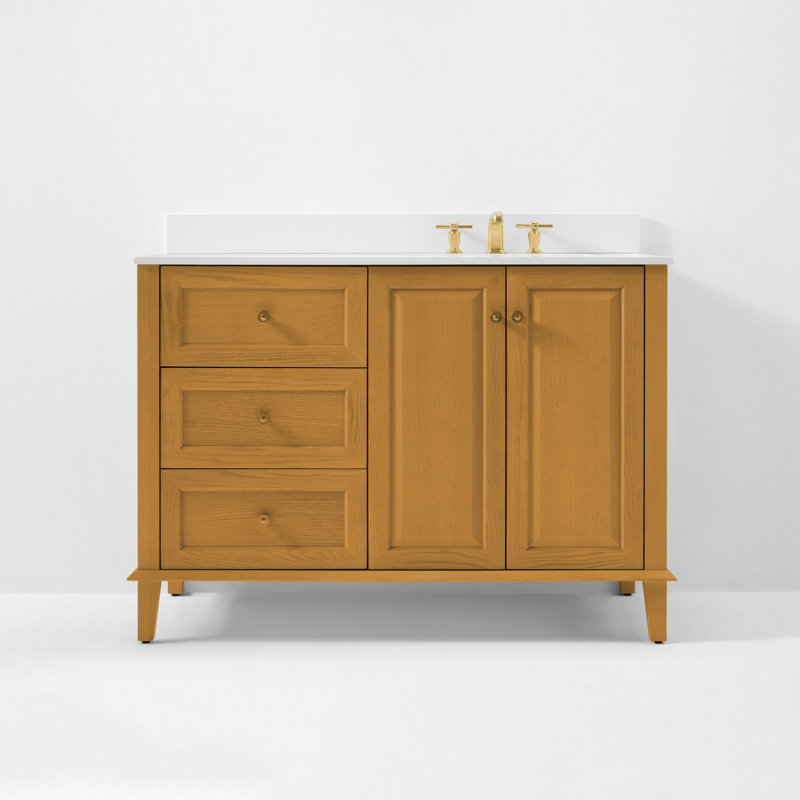 Hannah 48'' W Single Vanity, White, Sienna/Rose Gold, Right