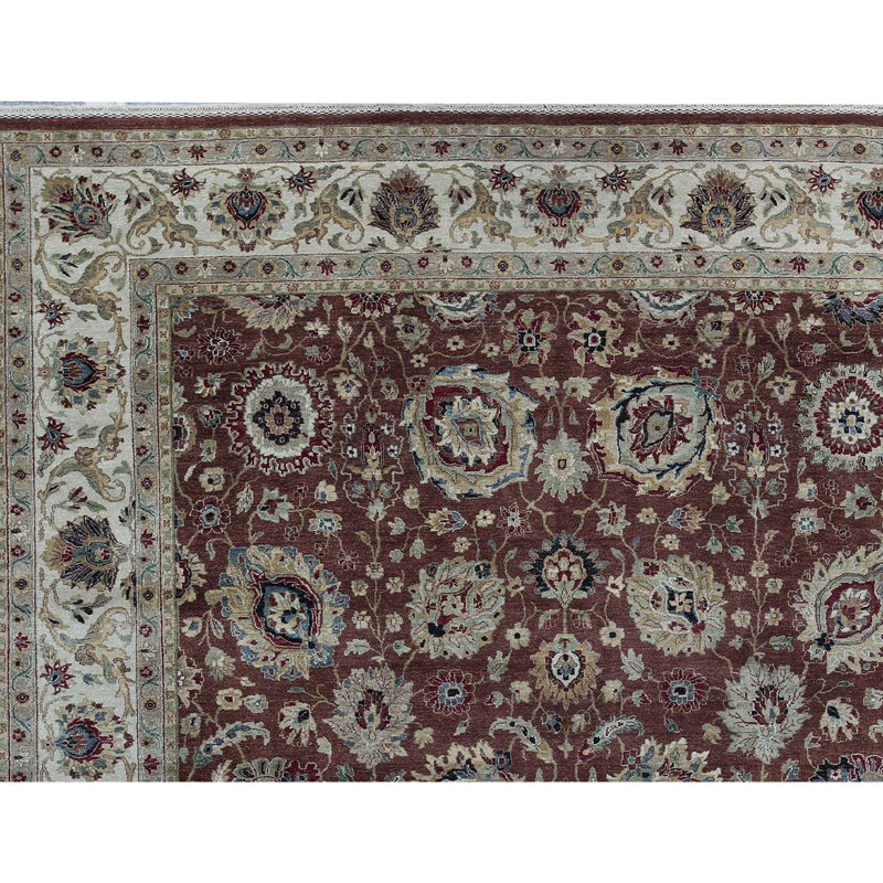 Tapis rouille et ivoire de haute qualité noué à la main
