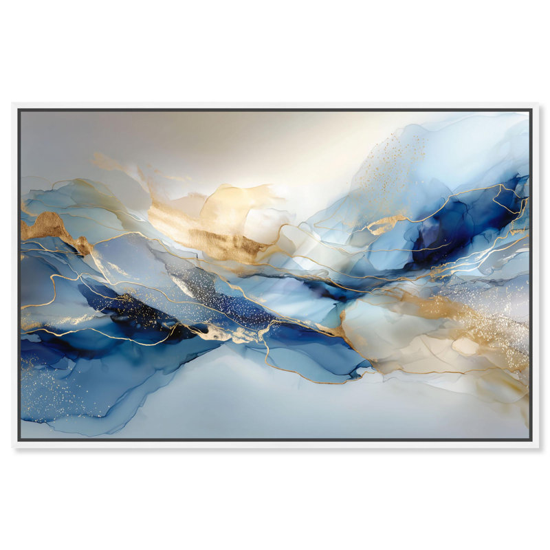 Postmodern Flow I Canvas Abstract Wall Art by , 21" H x 31" W, White Floater Framed