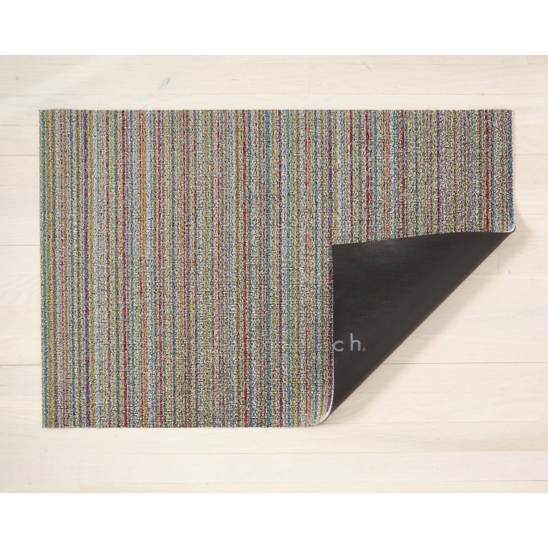 Striped Indoor / Outdoor Doormat, Grey, 0.6cm H x 91cm W x 152cm L