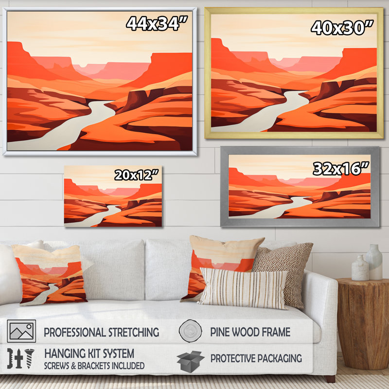 «Brown Minimalisme Canyon Calm IV» sur toile imprimée, H 30 po x l 40 po x P 1,5 po, Cadre flottant noir