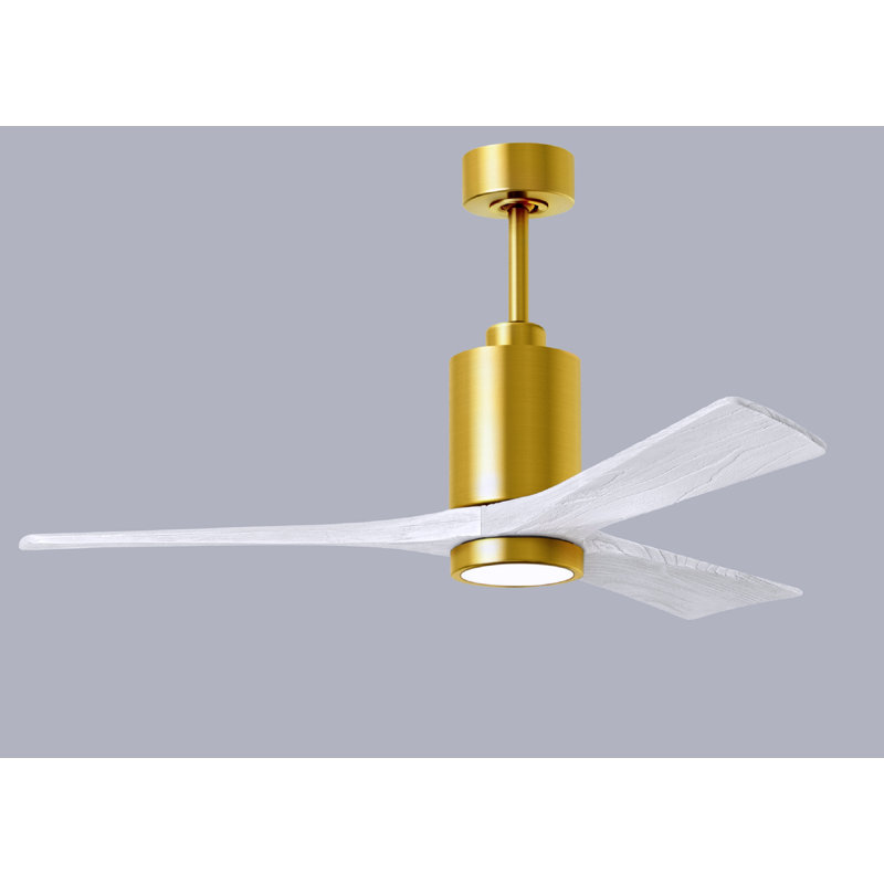Patricia LED Downrod Ceiling Fan, Brushed Brass, 52", Matte White
