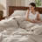 Bedsure 100% Washed Cotton Duvet Cover - Linen Color Minimalist Cotton Duvet Cover Linen Like For All Seasons - Gentlesoft Plain Simple Bedding-125469682-125469687