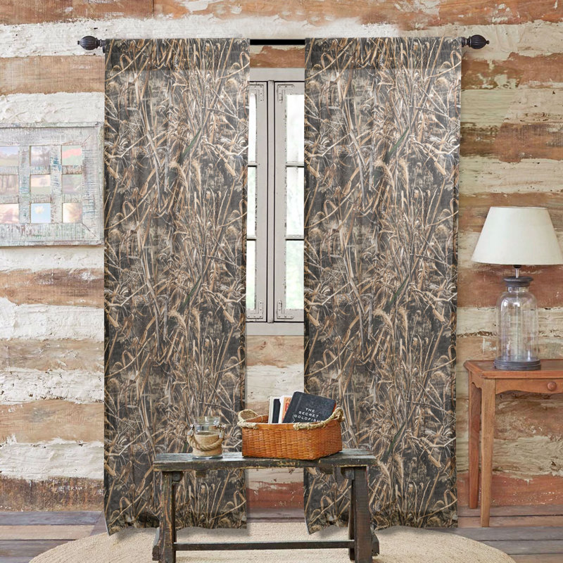 Rideau à tringle camouflage et chasse camouflage en tissu 100% polycoton Realtree Max-4 42 po x 87 po