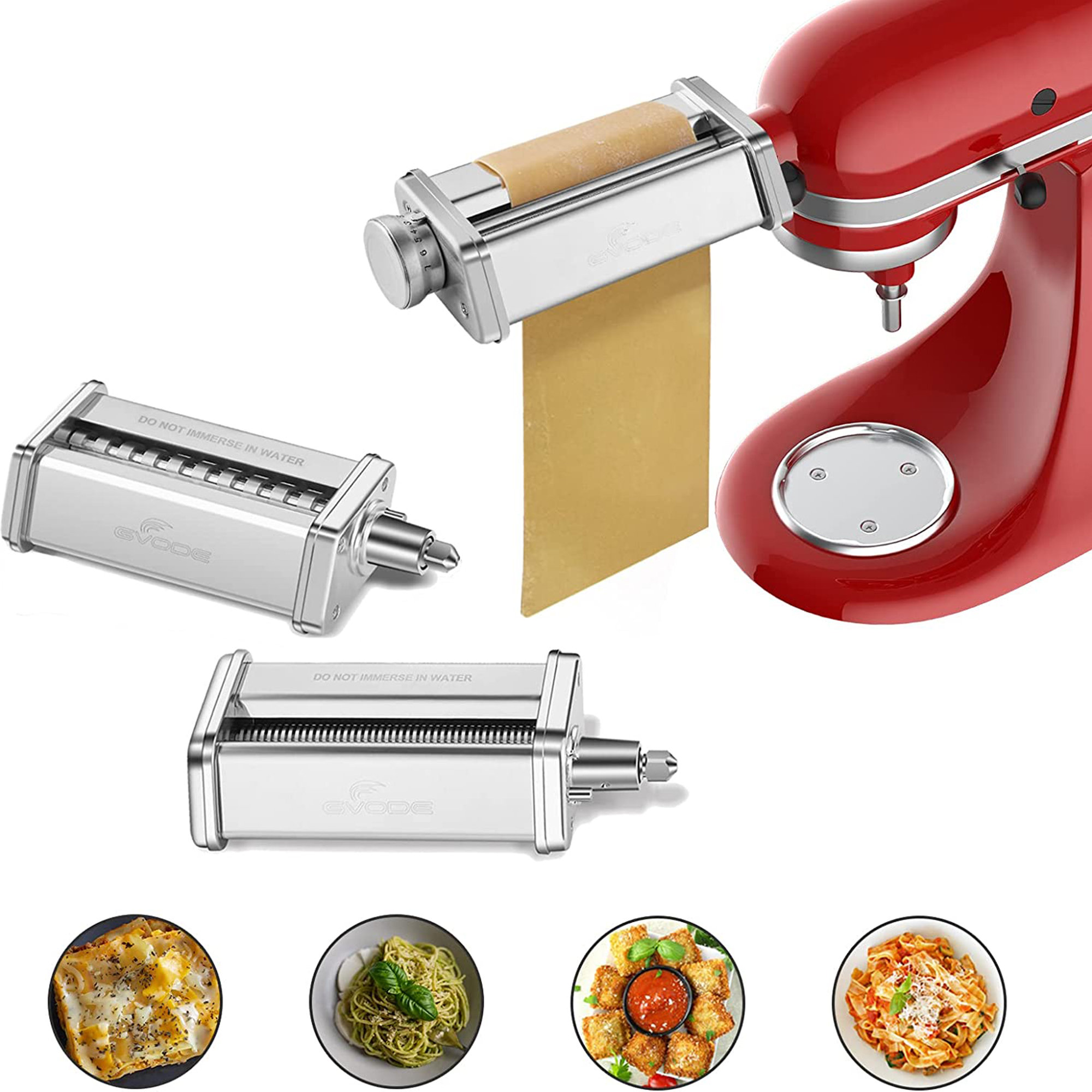 InnoMoon 3-Piece Pasta Roller & Cutters Attachments Set for