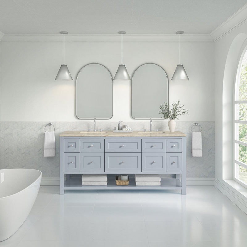 Breckenridge 72'' Double Bathroom Vanity with Top, Arctic Fall, 8" Widespread, Serenity Blue