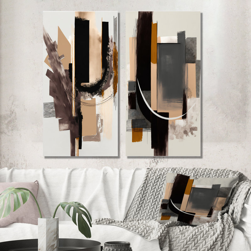 «Warm Watercolor Abstract», 2 pièces sur toile, H 40 po x l 40 po, Toile tendue