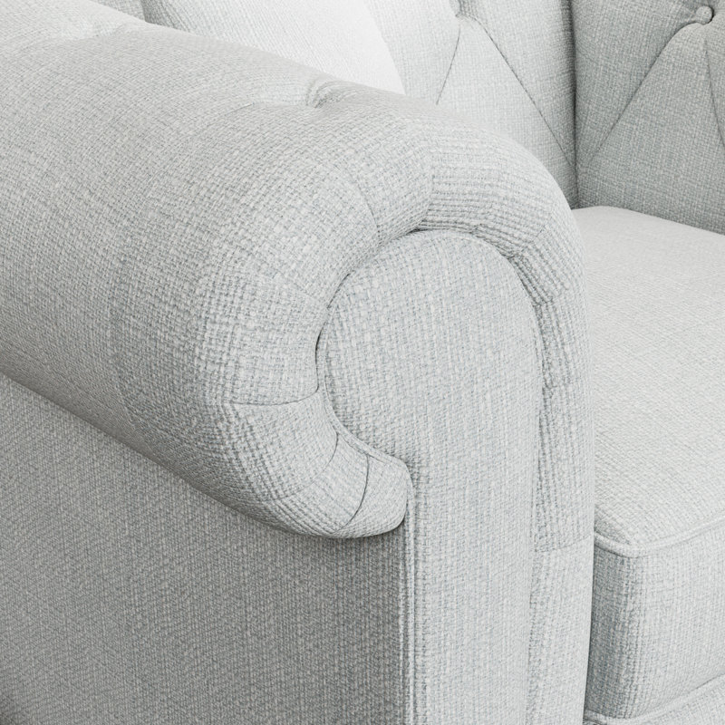 Ellrich Upholstered Armchair, Light Blue, Walnut