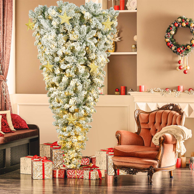 Arbre de Noël artificiel à l'envers avec aiguilles blanches