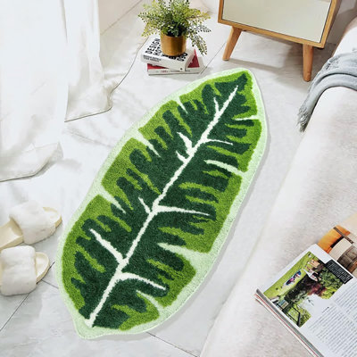 Tapis vert pour salle de bain Leaf