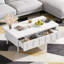 Table basse à plateau relevable moderne avec tiroirs, table centrale pliable à hauteur réglable, compartiment de rangement dissimulé pour le salon