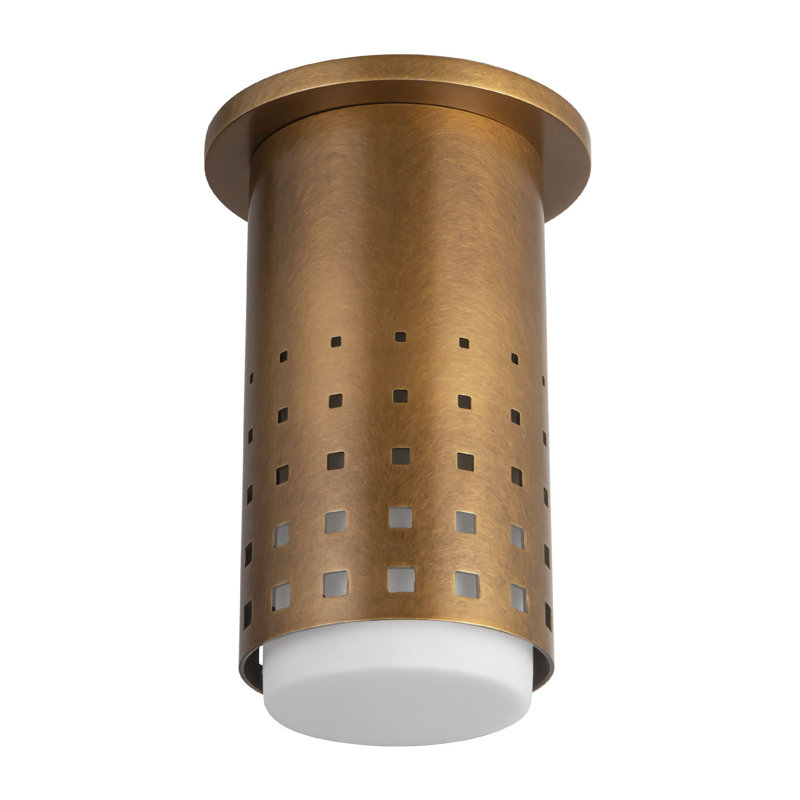Astoria 5-in Black Semi-Flush Mount, Antique Brass