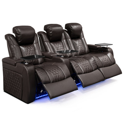 Power Recliner 3 PC Made WithTop-Grain Nappa,Fully Adjustable Relaxation,Smart Charging,Dynamic RGB LED Lighting