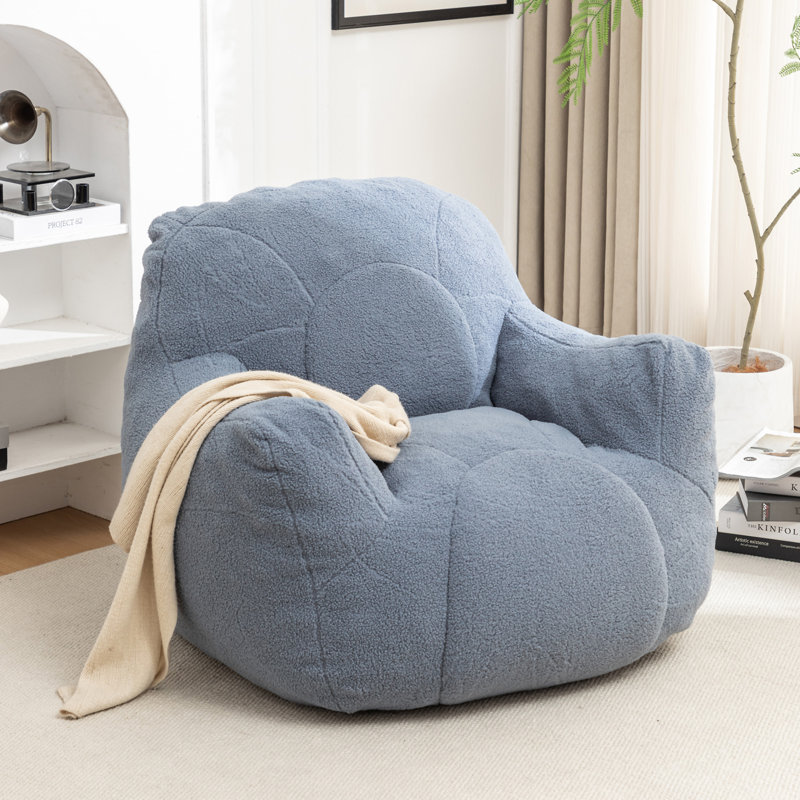 Fauteuil à billes avec rembourrage, H 30 po x l 41,4 po x P 37,8 po , Teddy bleu clair