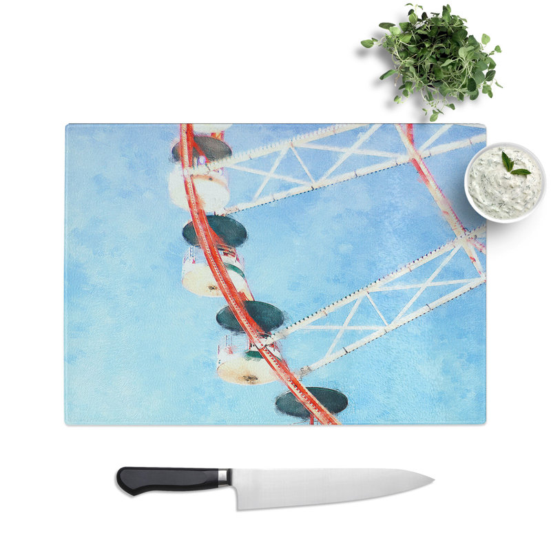 Tempered Glass Ferris Wheel Chopping Board, 20 cm x 28.5 cm