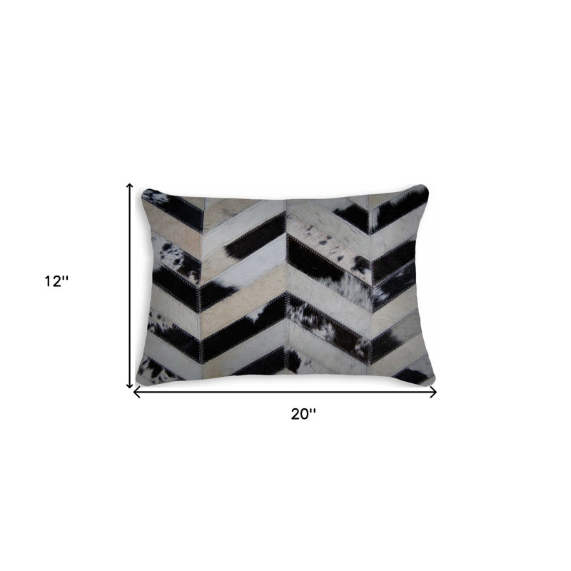 12" x 20" Tricolor Chevron Cowhide Throw Pillow