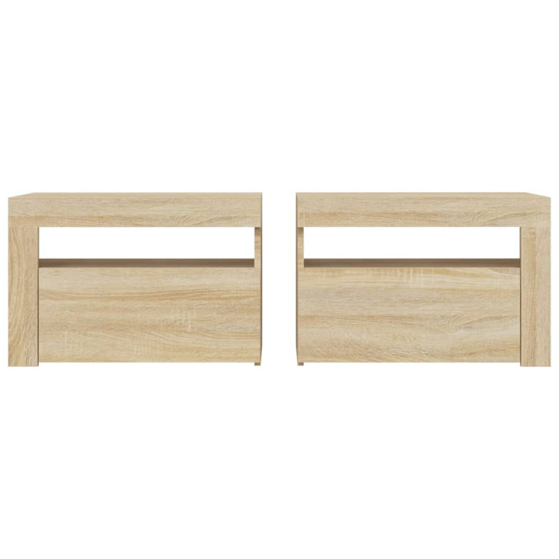 Table de chevet avec table de chevet avec DEL vidaXL, Bois ancien