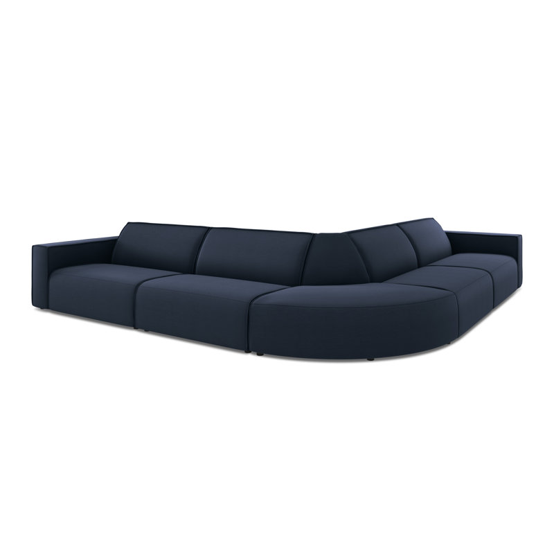 304cm Wide Wood Patio Sectional with Cushions, Dark Blue