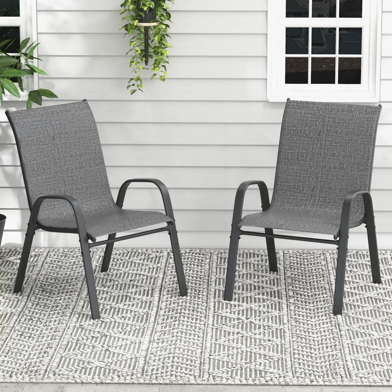 Ensemble de 2 chaises de patio pour l'extérieur, Gris