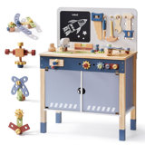 Wooden Toy Workbench, Large Children's Wooden Play Tool, Pretend Play Creative Building Set